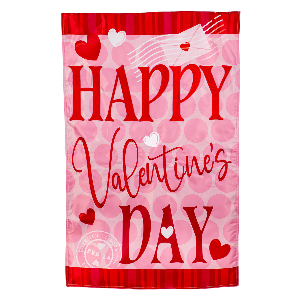 Evergreen Enterprises - Flag Happy Valentines Day Hearts