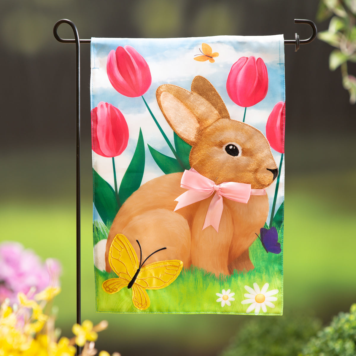 Evergreen Enterprises - Flag Tulips & Bunny Friend