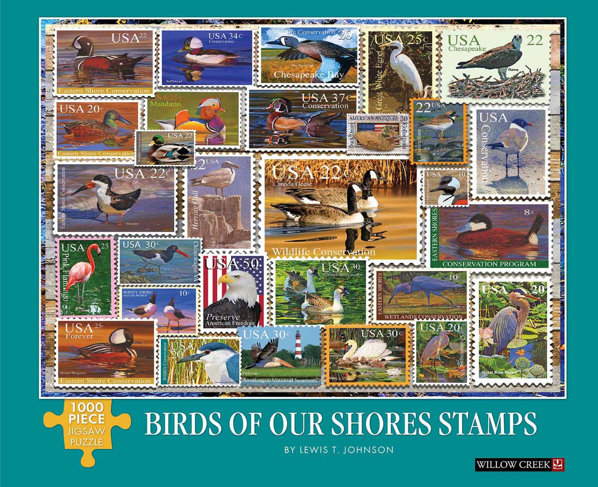 Willow Creek Press - Puzzle Birds of Our Shores Stamps - 1000 piece