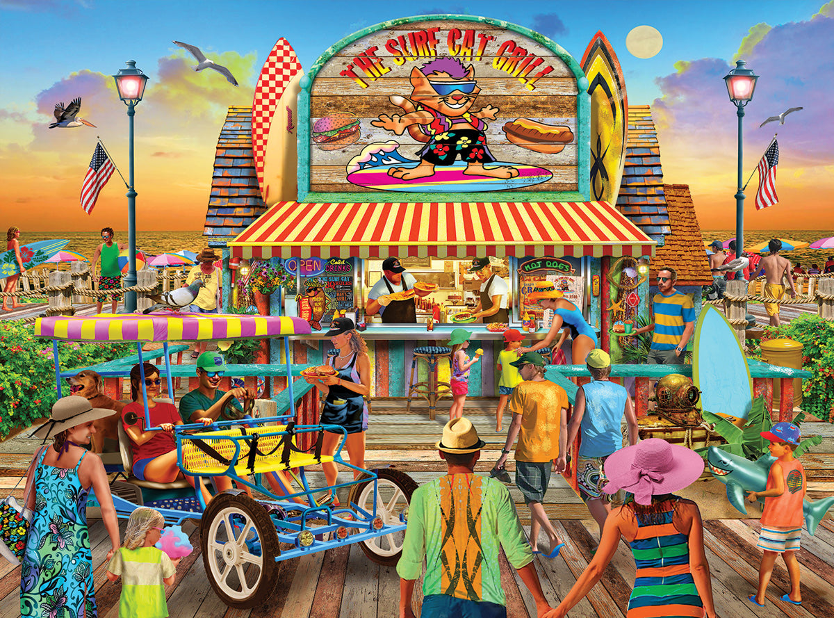 Willow Creek Press - Puzzle Surf Cat Grill - 1000 pieces