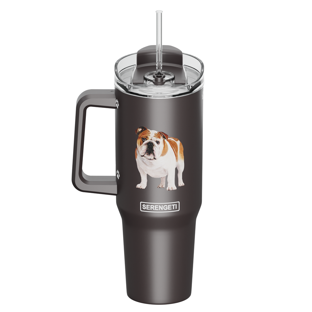 E & S Imports - Tumbler with Handle & Straw Bulldog