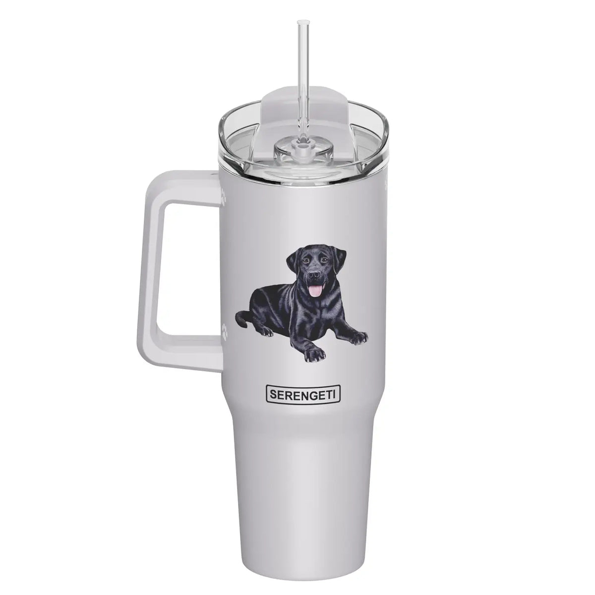 E & S Imports - Tumbler with Handle & Straw Black Lab