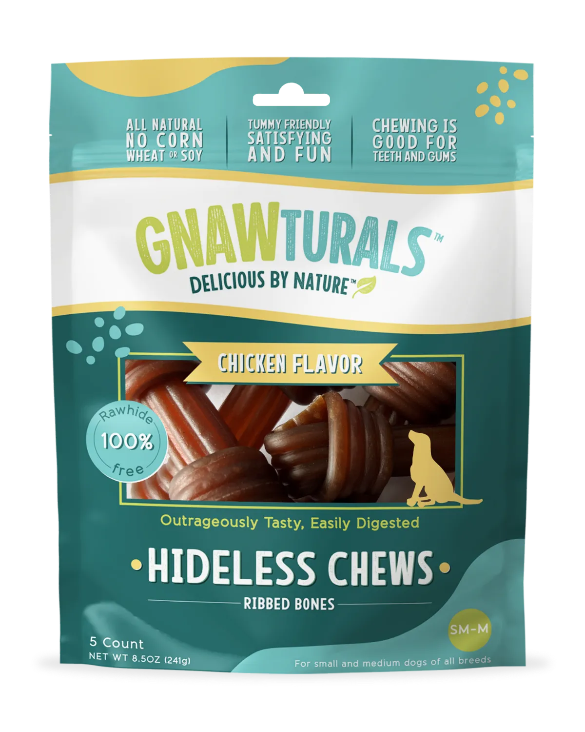 Pawsitive Pets - Gnawturals Hideless Chews - Chicken Ribbed Knotted Bones