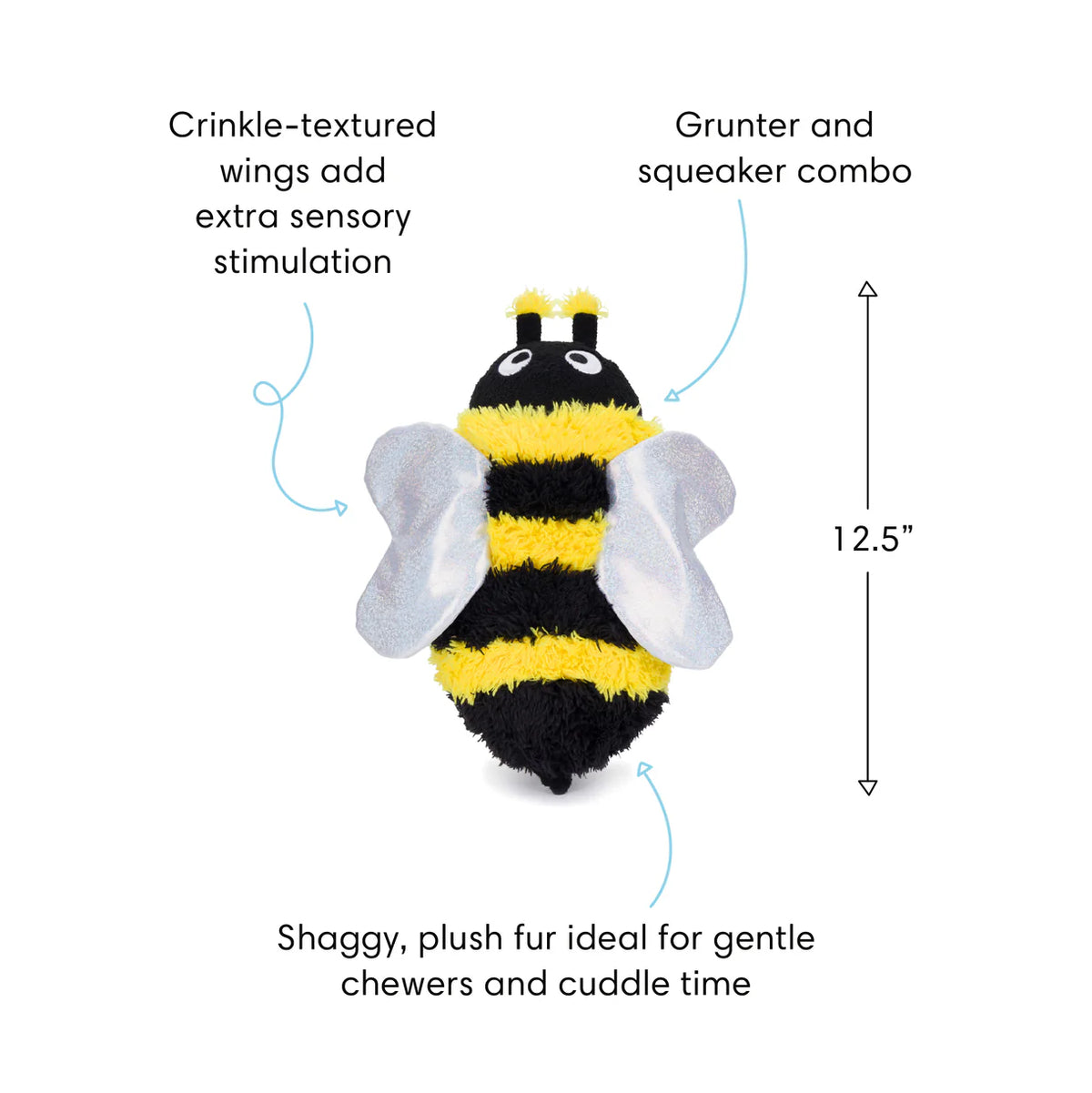 fabdog - Fluffy Bumble Bee Dog Toy