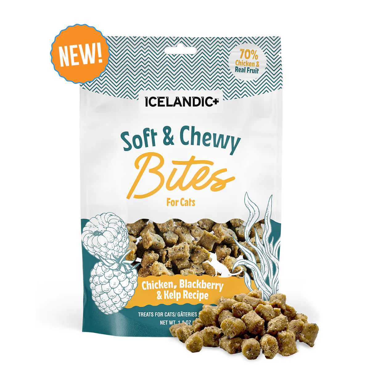 Icelandic+ Soft & Chewy Bites Chicken, Blackberry & Kelp Treats For Cats