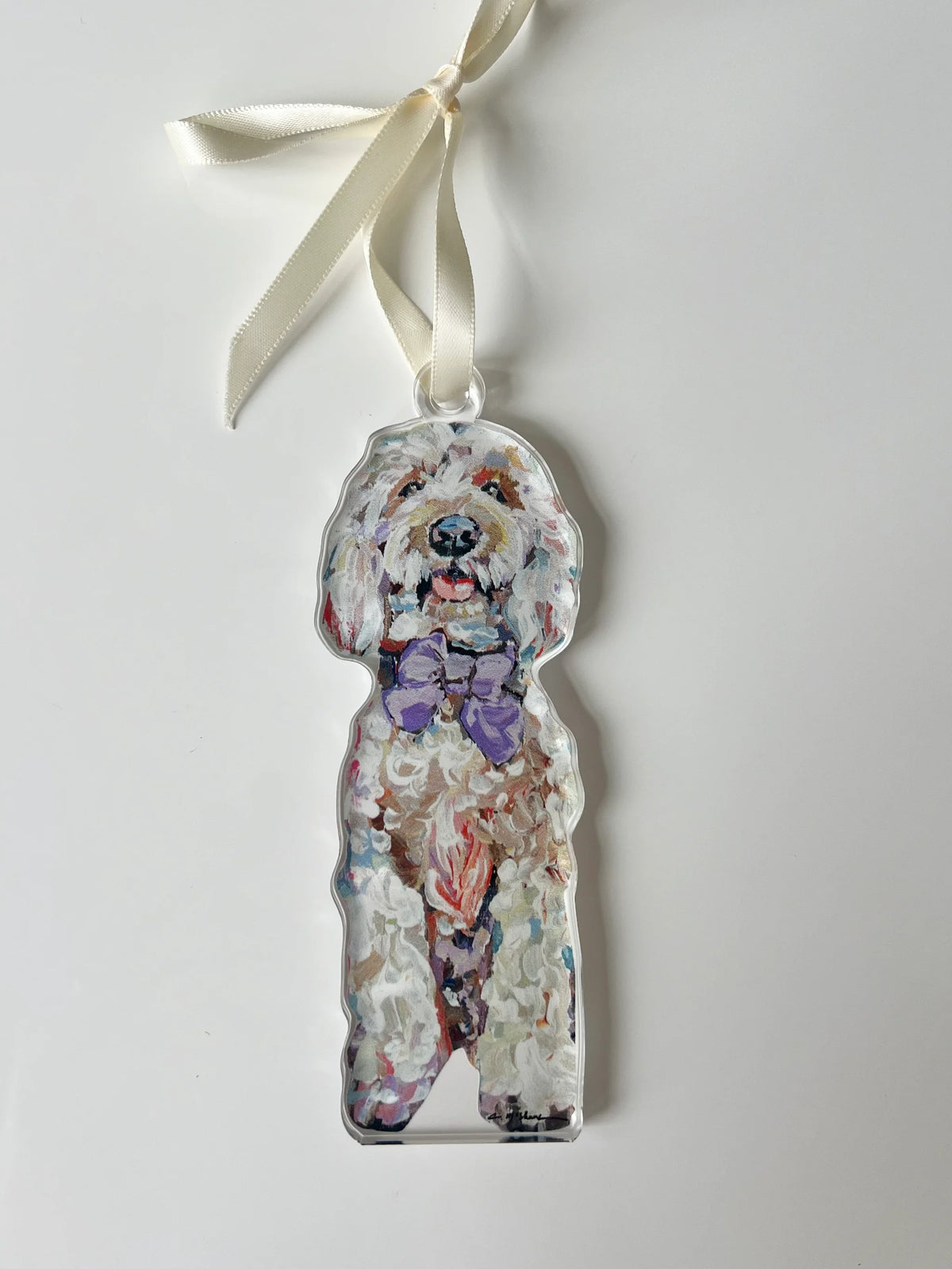 Chelsea McShane Art - Ornament Goldendoodle With Bow