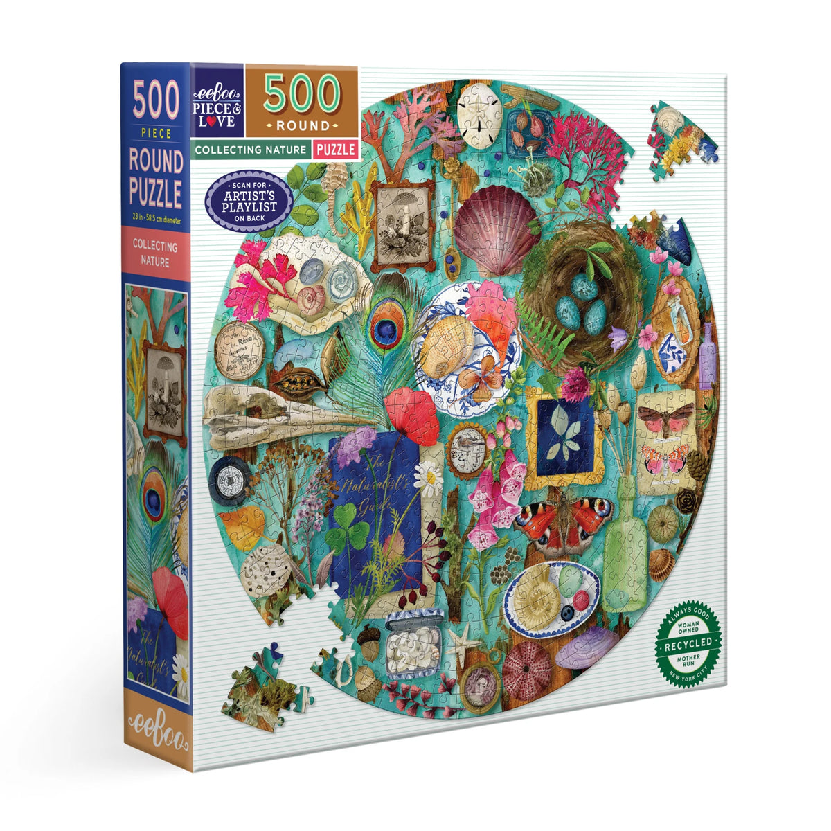 eeBoo - Collecting Nature 500 Piece Puzzle Round