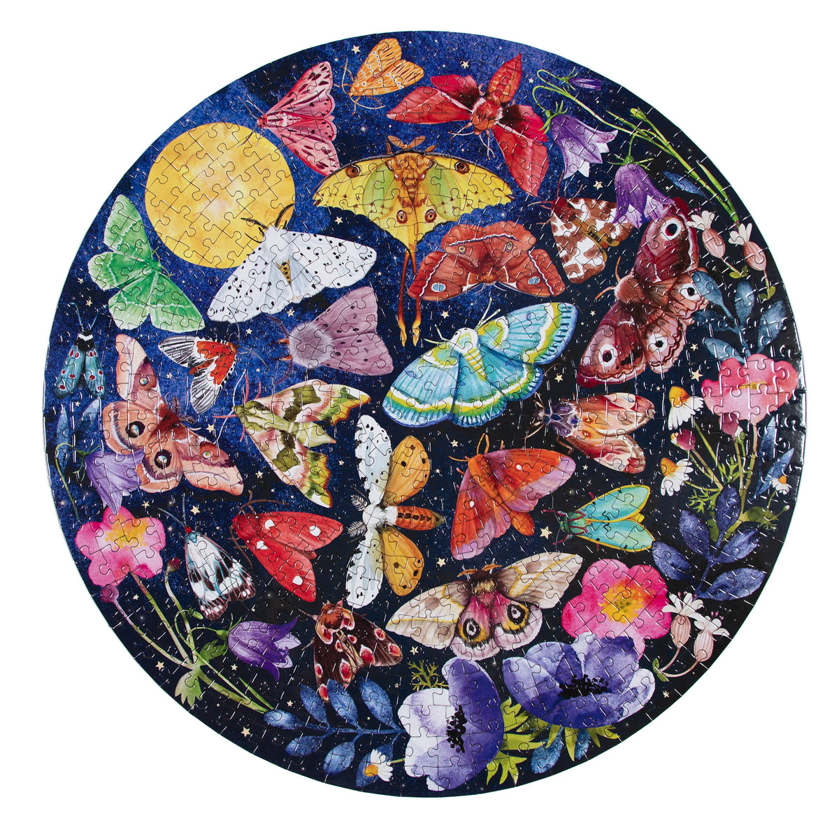 eeBoo - Moths 500 Piece Puzzle Round