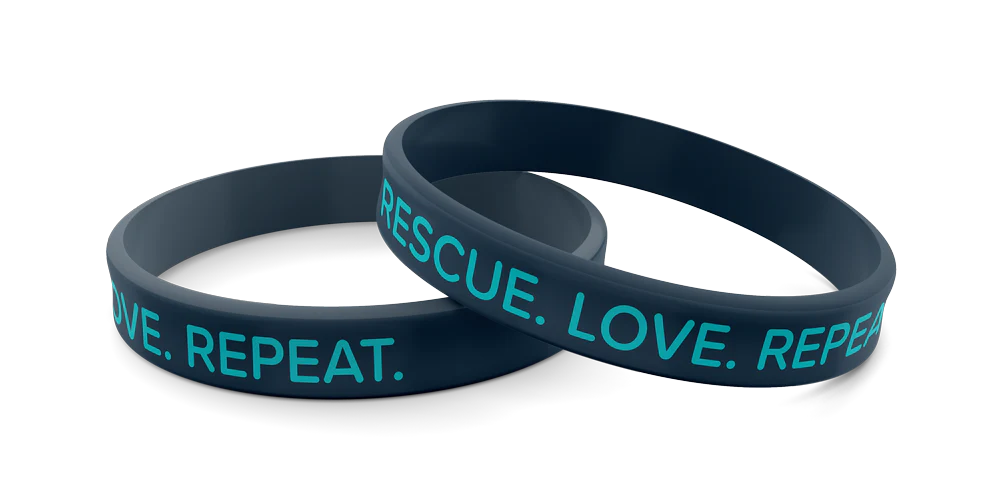 Wild Meadow Farms Wrist Band Rescue. Love. Repeat. Silicone