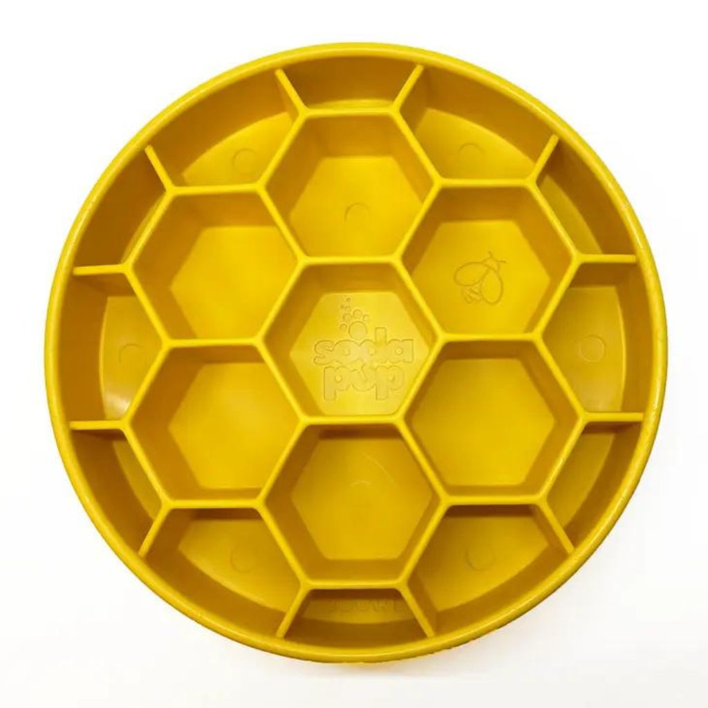 SodaPup - eBowl Enrichment Slow Feeder Dog Bowl - Honeycomb Design