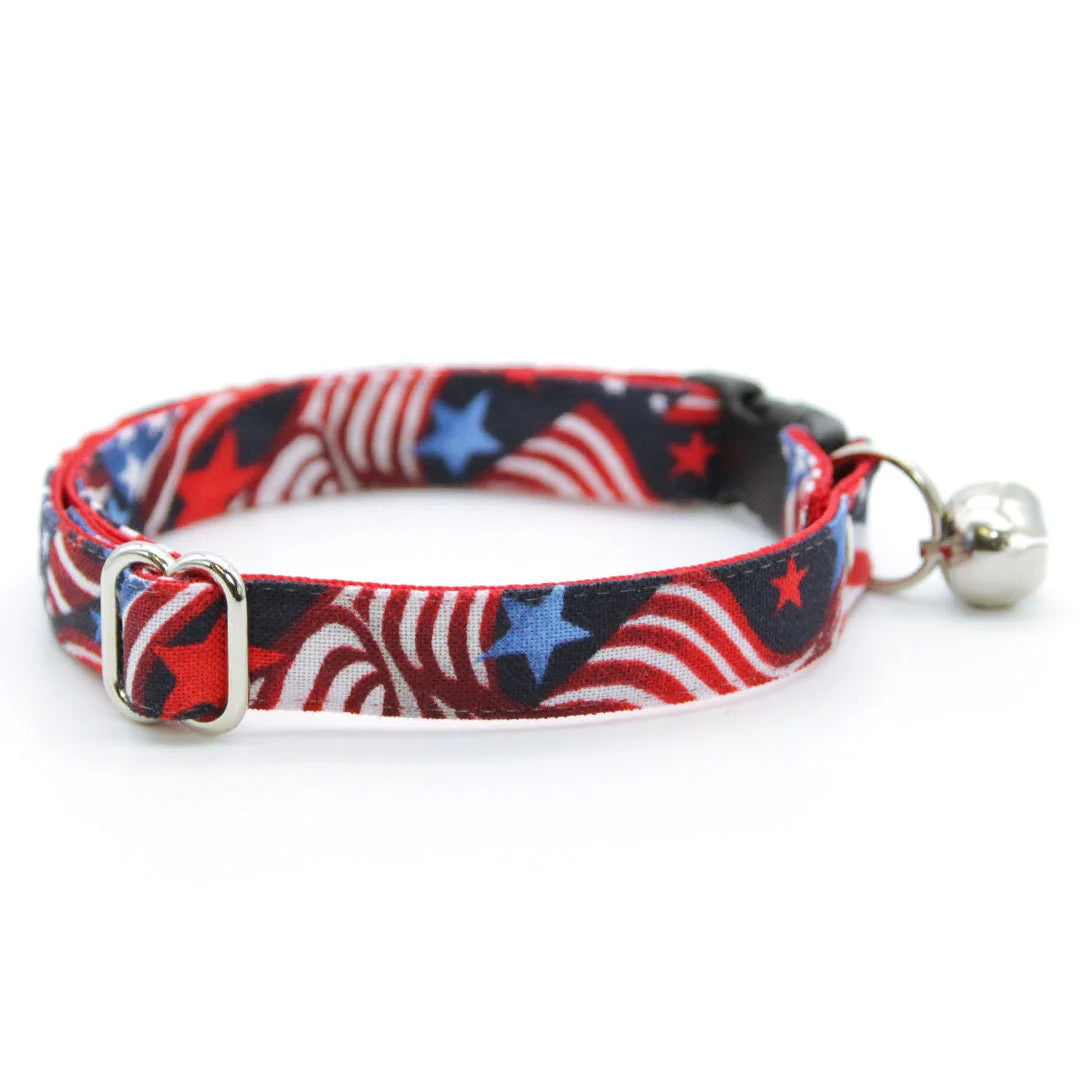 Made by Cleo - Cat Collar "Stars & Stripes" Breakaway with Gold