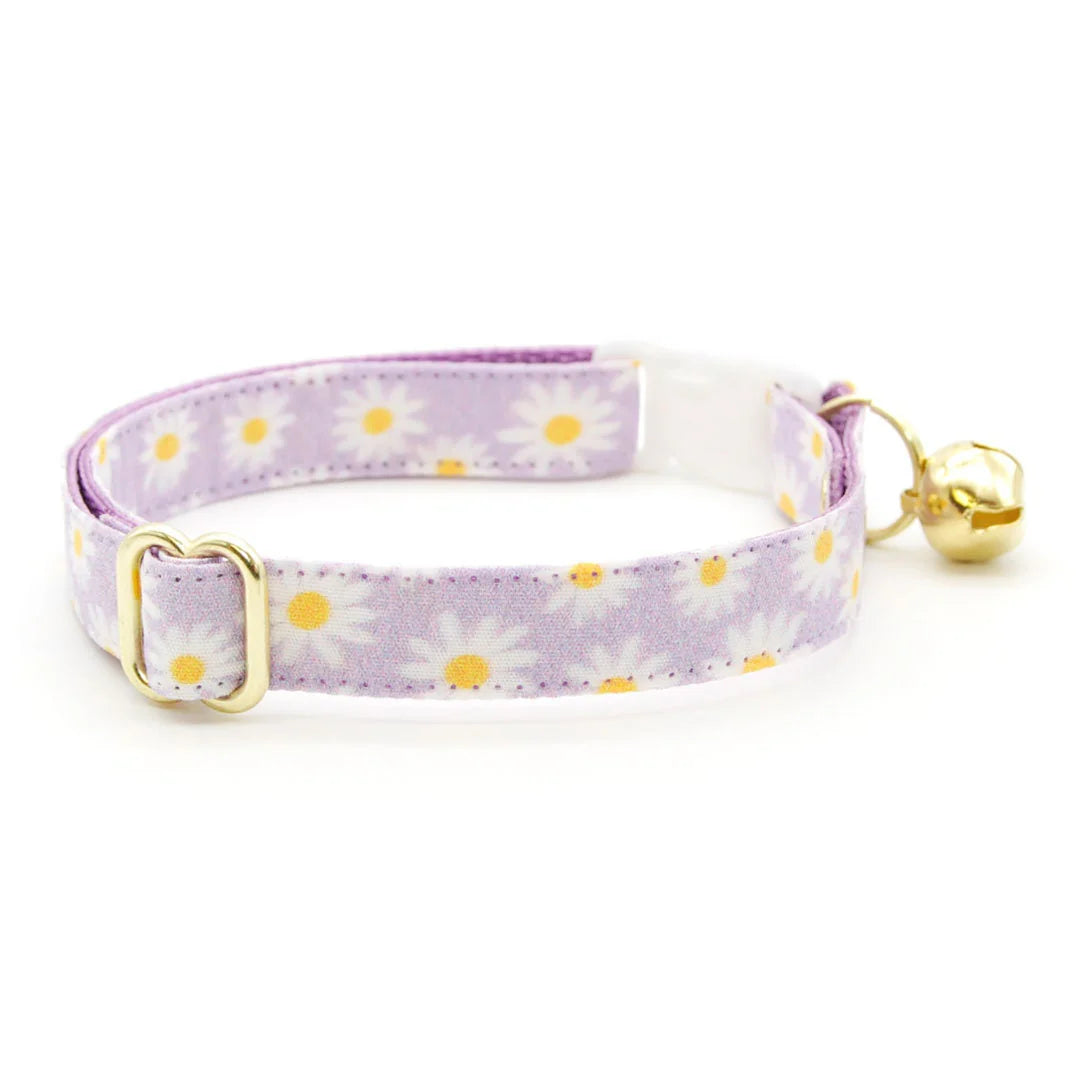 Made by Cleo - Cat Collar "Daisies" Purple Breakaway with Gold - Southern Agriculture