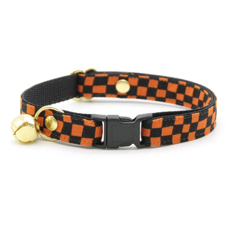 Made by Cleo - Cat Collar "Punk Rock Halloween Black & Orange Breakaway