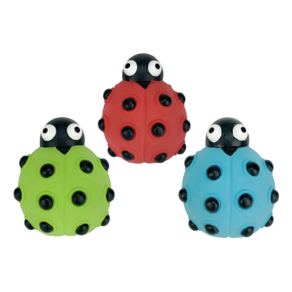 Multipet - Look Who's Poppin' Lady Bug Latex Dog Toy