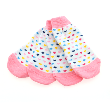 Doggie Design - Non-Skid Dog Socks Pink and White Hearts