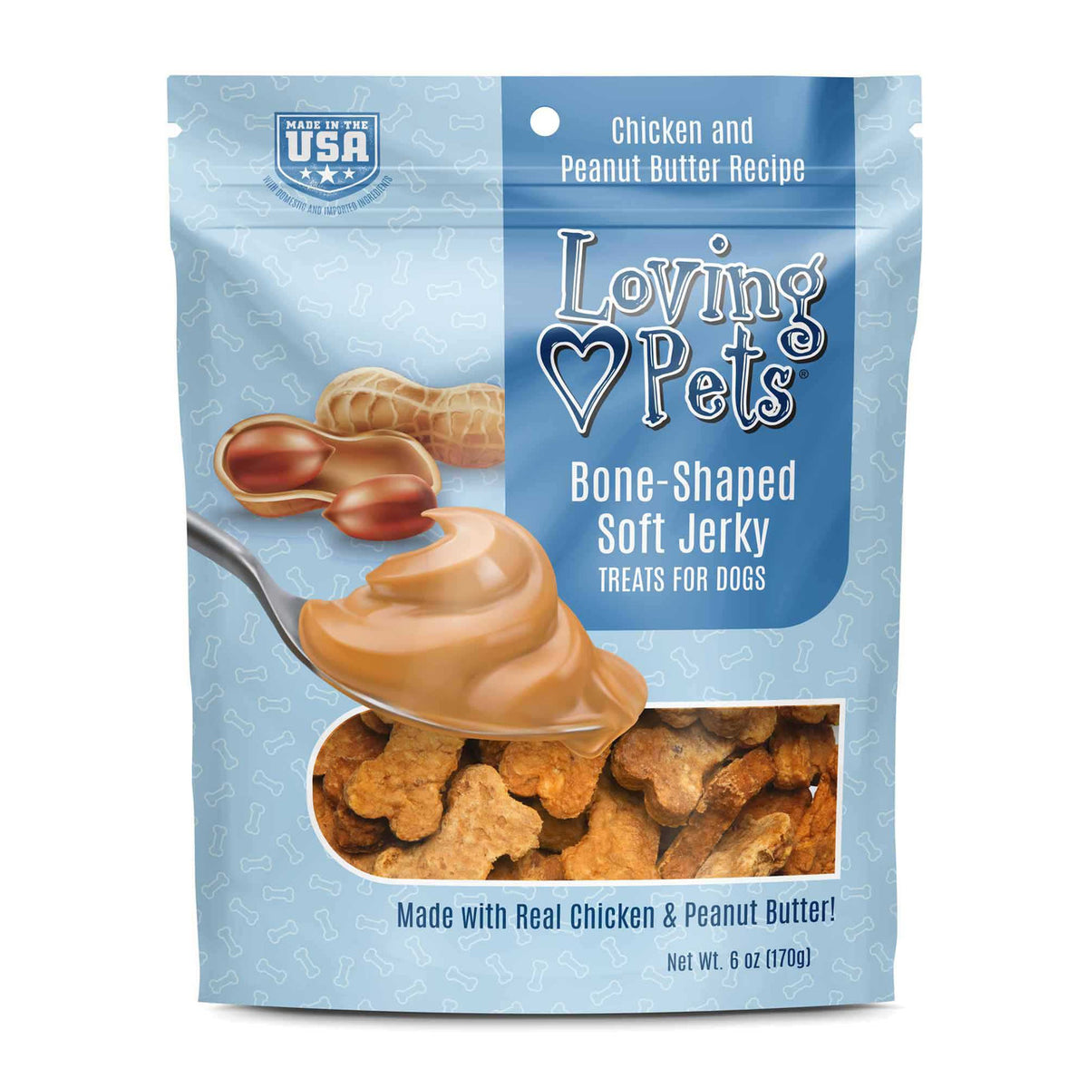 Loving Pets Inc. - Bone-Shaped Chicken & Peanut Butter Soft Jerky Treats For Dogs - Southern Agriculture