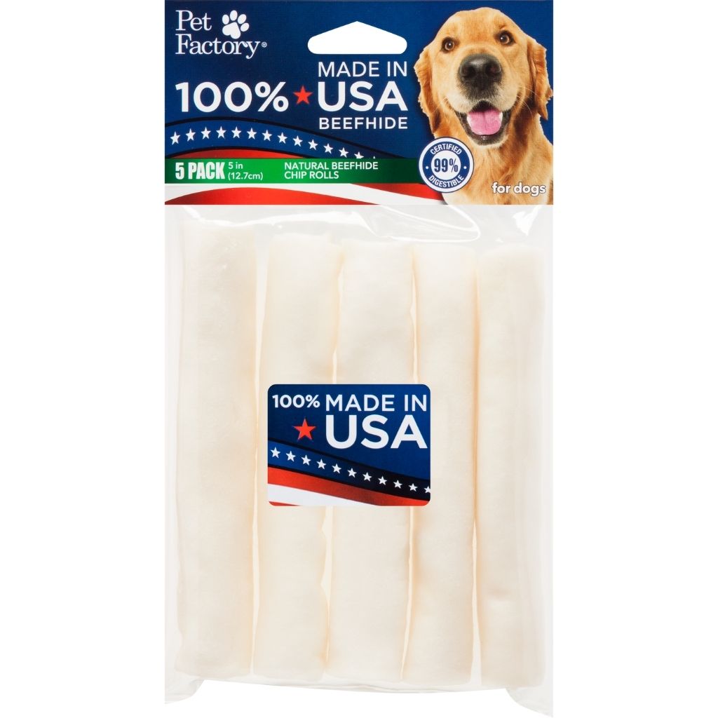 Pet Factory - Chip Rolls Rawhide 100% USA Beefhide 5" Packs - Southern Agriculture