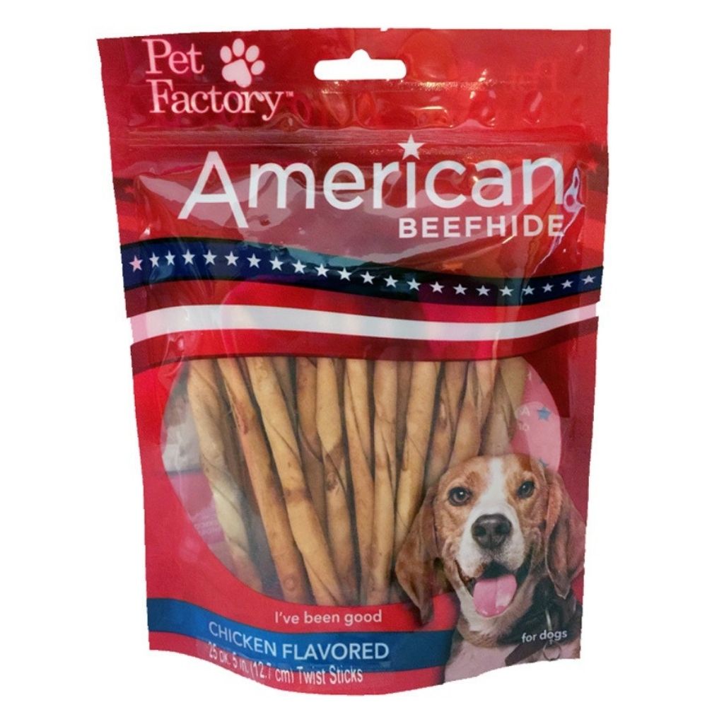 Pet Factory - Twist Sticks Rawhide American Beefhide 5" 25 Pack - Southern Agriculture
