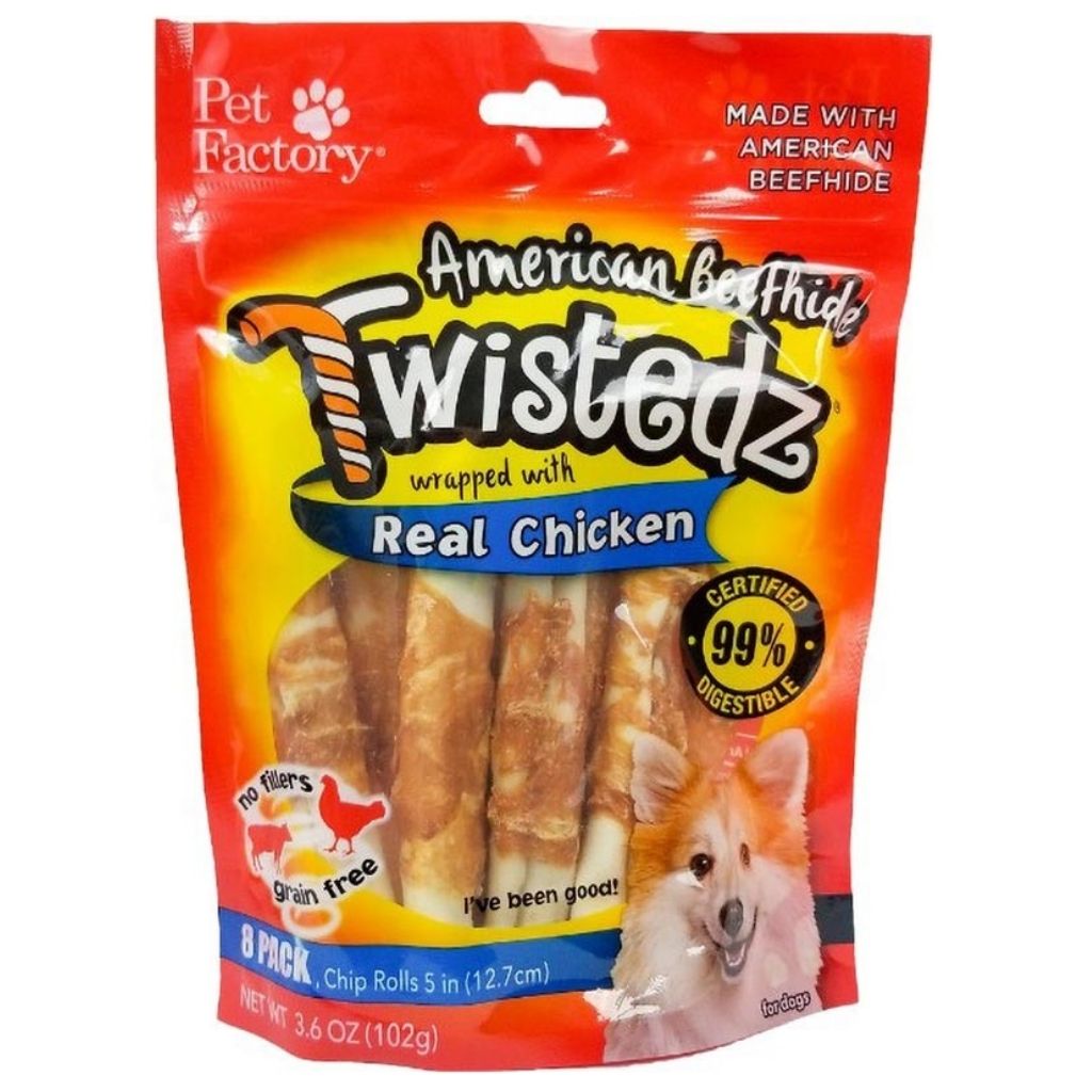 Pet Factory - Twistedz Chip Rolls 5" With Chicken - American Beefhide - Southern Agriculture