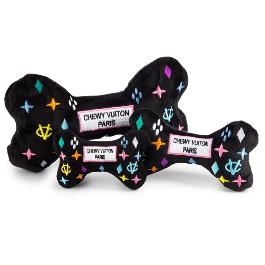 Haute Diggity Dog - Black Monogram Chewy Vuiton Bone Dog Toy - Southern Agriculture