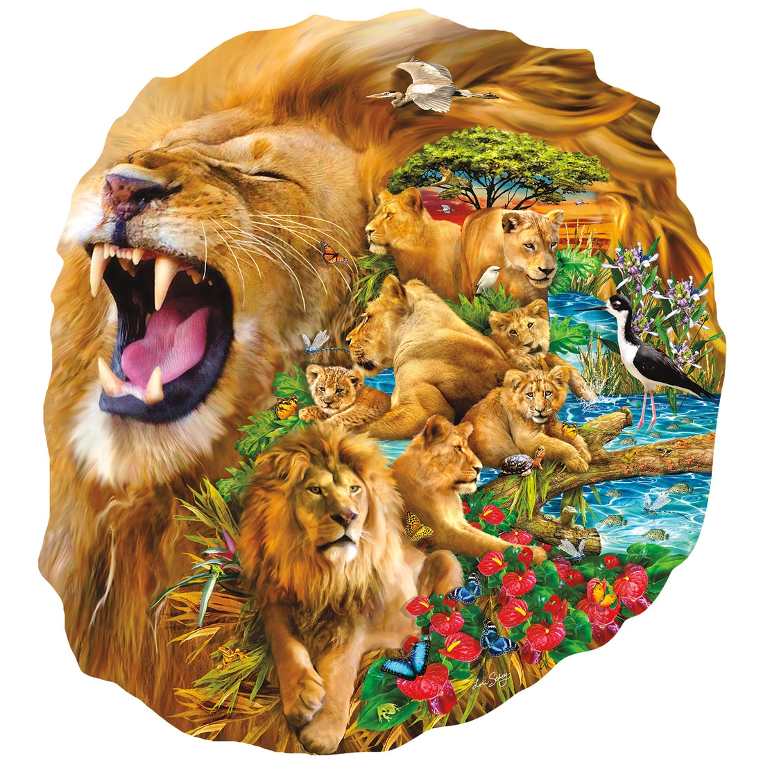 Sunsout - Puzzle Shaped Lion Family