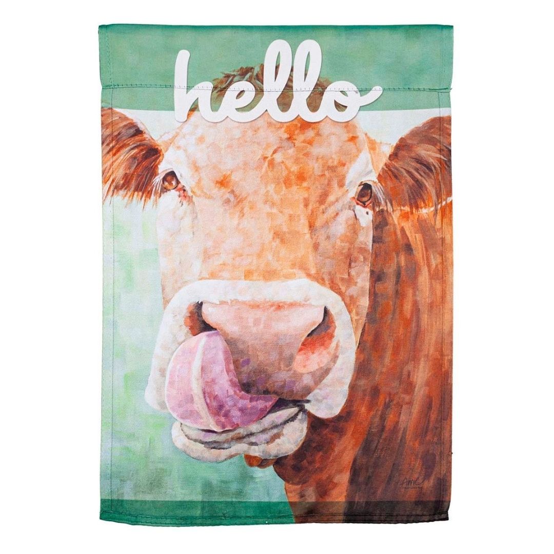 Evergreen Enterprises - 'Hello' On The Nose Cow Flag - Southern Agriculture