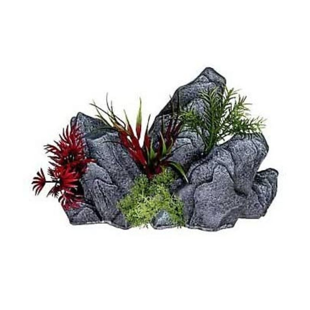 Marina - Rock Outcropping with Plants Fish Tank Ornament