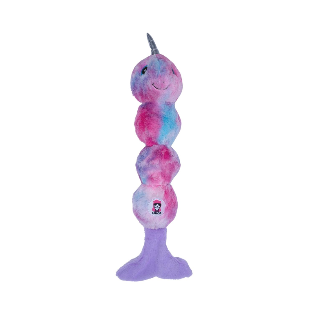 Jojo Modern Pet - Tie Dye Narwal Skinny Squeaking Plush Dog Toy