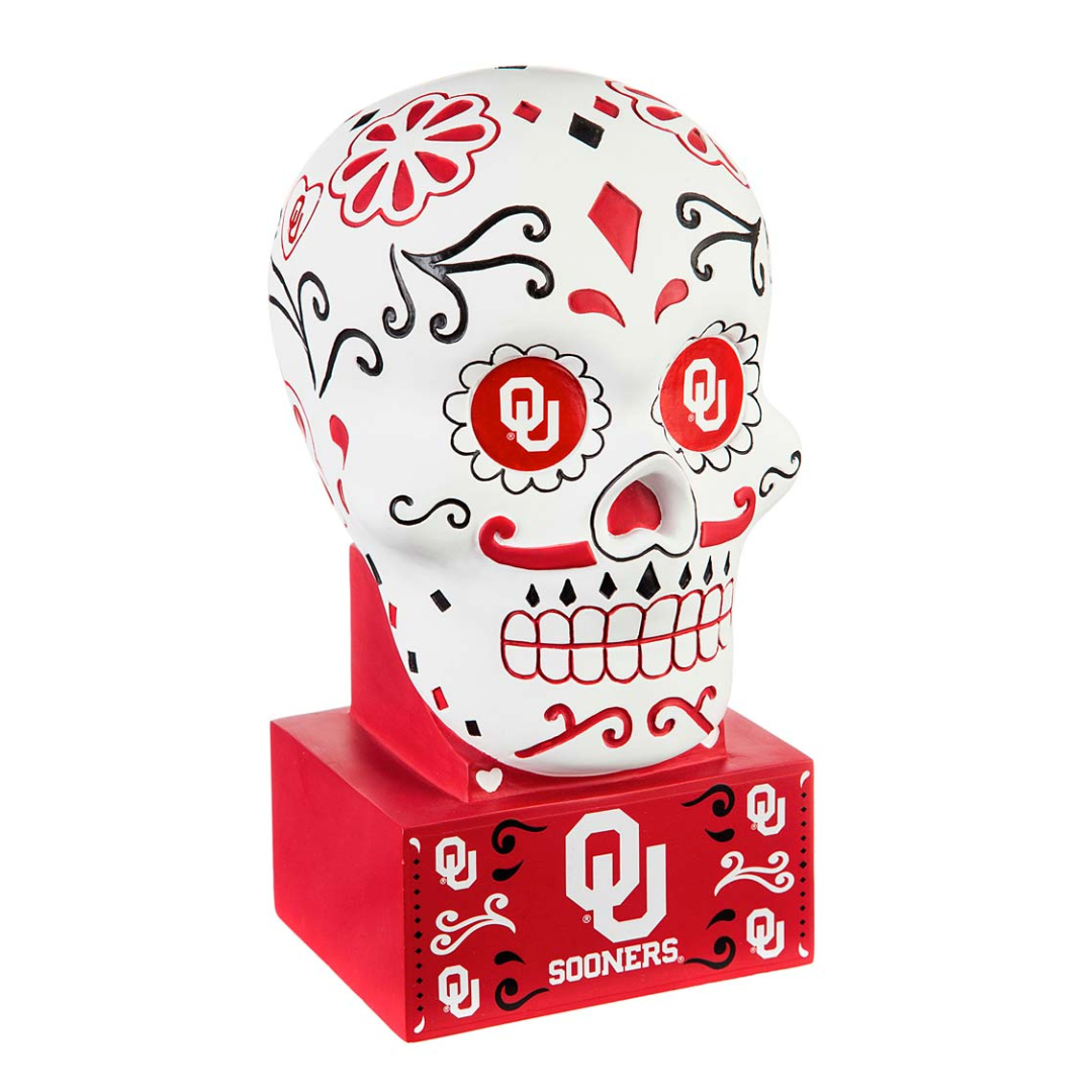 Evergreen Enterprises - University of Oklahoma Sugar Skull Statue - Southern Agriculture