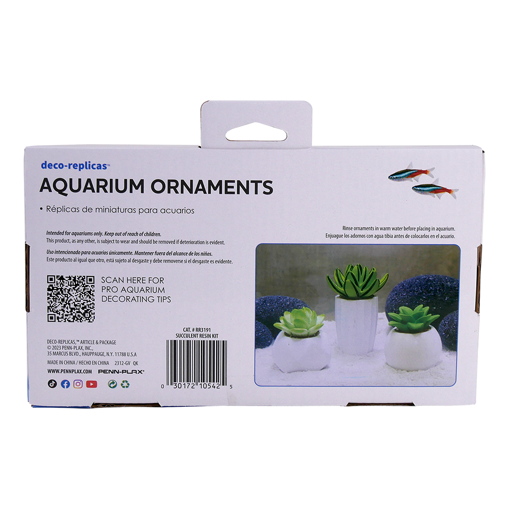 Penn-Plax - Succulent Plants In White Pots For Aquarium