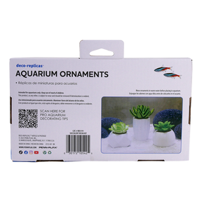 Penn-Plax - Succulent Plants In White Pots For Aquarium
