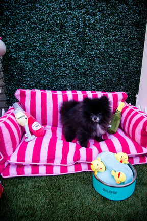 Glow Pups - Dog Bed Sofa Striped Pretty Pink