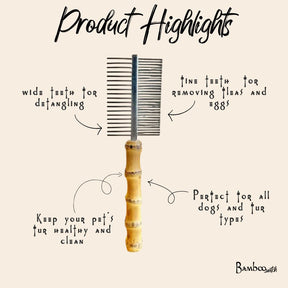 Bamboo Switch - Double Sided Flea Comb with Bamboo Handle