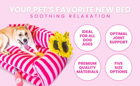 Glow Pups - Dog Bed Sofa Striped Luxury Light Blue