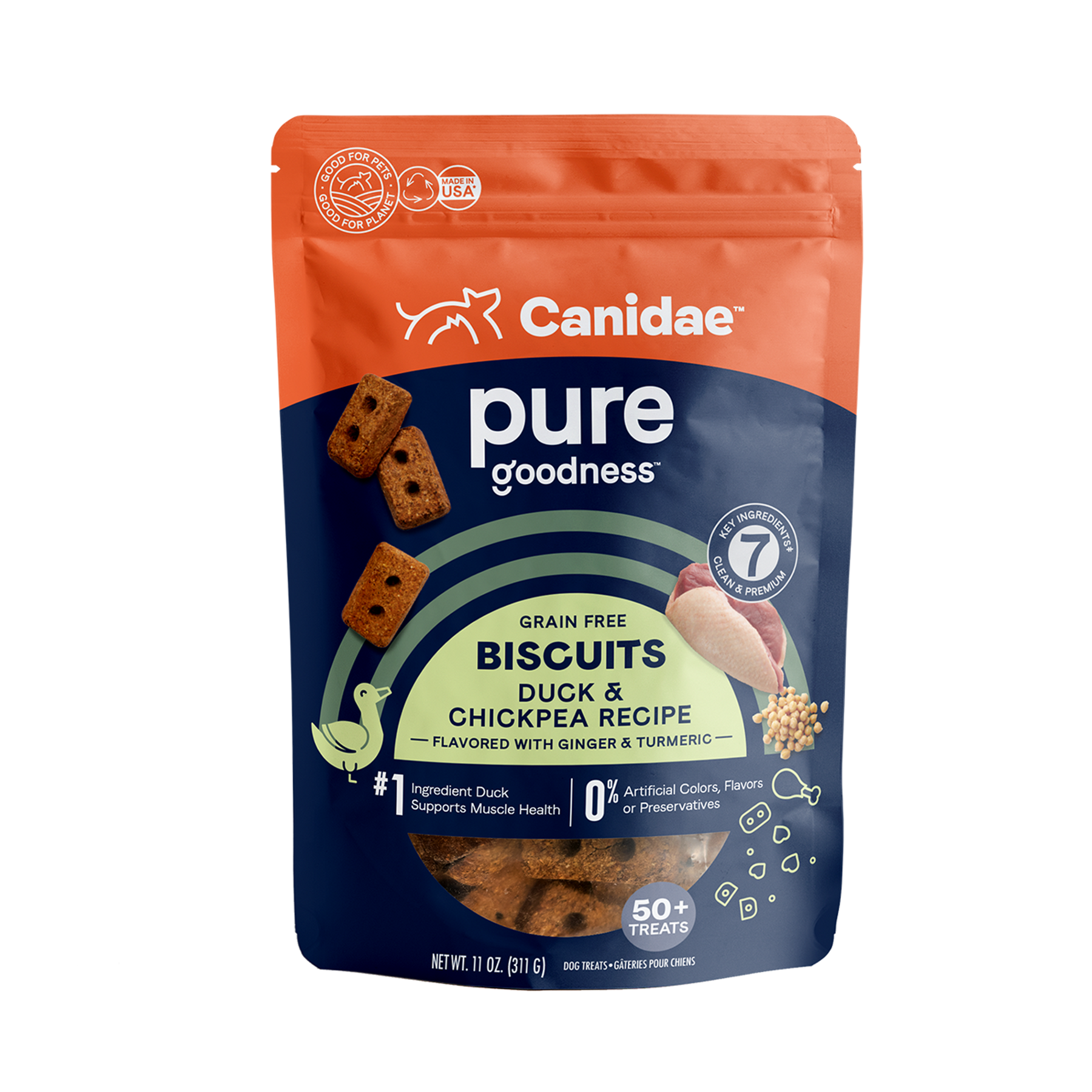 Canidae - Grain-Free Pure Heaven Biscuits with Duck & Chickpeas Crunchy Dog Treats - Southern Agriculture 