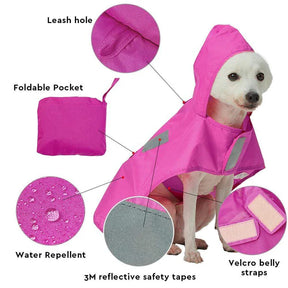 Blueberry Pet - Cerise Pink | 3M Reflective Dog Raincoat Hooded