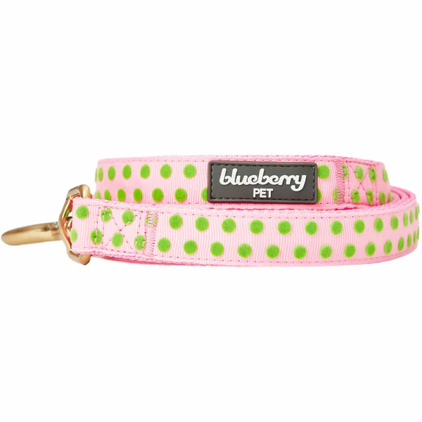 Blueberry Pet - Baby Pink | Soft Touch Dotted Velvet Dog Leash