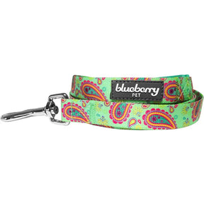 Blueberry Pet - Emerald Green | Paisley Print Dog Leash