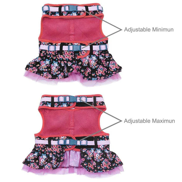 Blueberry Pet - Black | Made Well Floral Print Dog Dress Harness