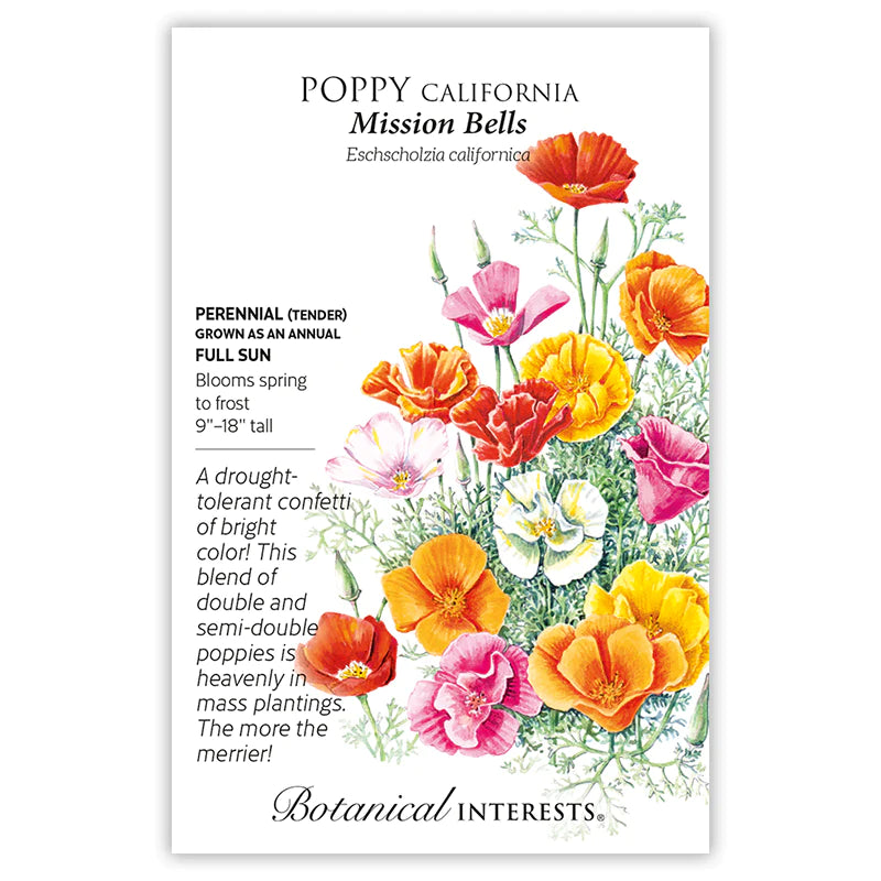 Botanical Interests, Inc. - Poppy California Mission Bells Seeds