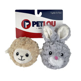 Petlou. Inc - EZ  Squeak Ball Lamb & Rabbit Dog Toy Twin Pack