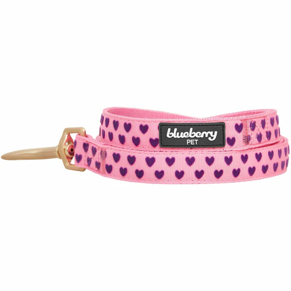 Blueberry Pet - Pink Carnation | Dotted Velvet Heart Dog Leash
