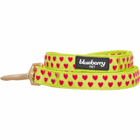 Blueberry Pet - Highlighter Green | Dotted Velvet Heart Dog Leash