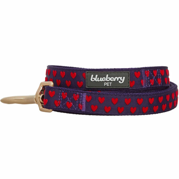 Blueberry Pet - Gothic Grape | Dotted Velvet Heart Dog Leash