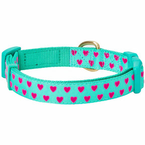 Blueberry Pet - Minty Green | Dotted Velvet Heart Dog Collar