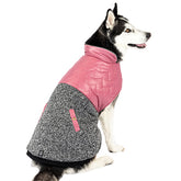 Petrageous Designs - Jacket Colorblock Radiator Quilted Puffer and Fleece Gray & Pink