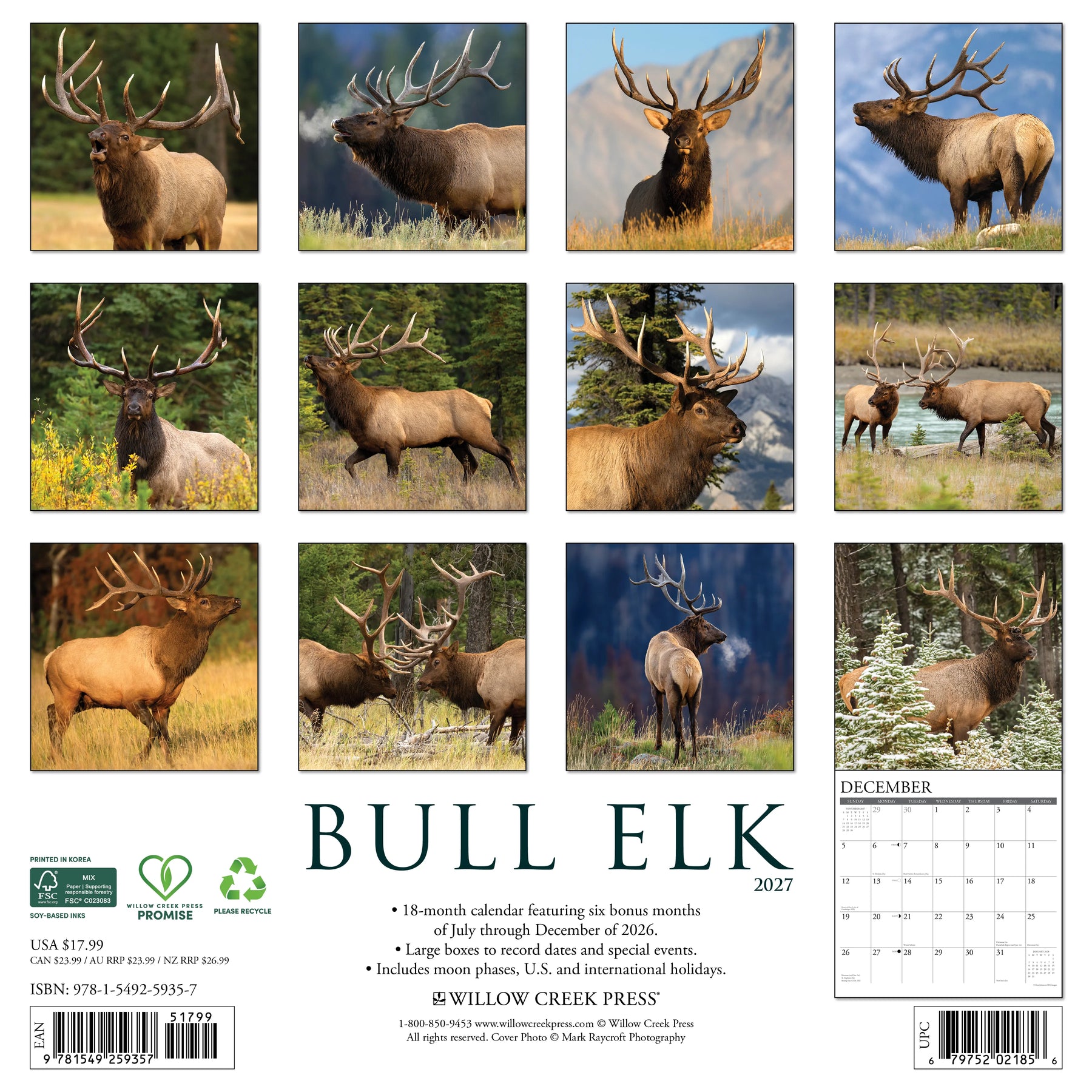 Willow Creek Press - 2027 Bull Elk Calendar