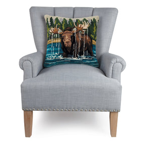 Peking Handicraft - Pillow Moose in The Lake Hook