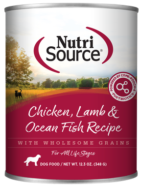 NutriSource - Chicken, Lamb & Ocean Fish All	Life Stages Dog Can