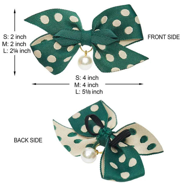 Blueberry Pet - Green | The Most Coveted Dog Collar with Bowtie & Pearl